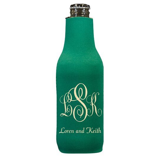 Script Monogram with Small Initials plus Text Bottle Huggers